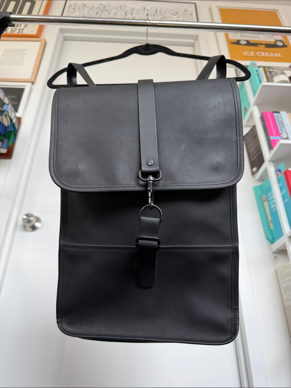 Rains Black Minimalist Backpack